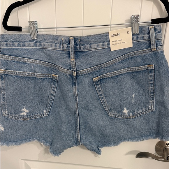 NWT Agolde Anthropologie Light Blue Distressed Jean Shorts - Picture 3 of 3